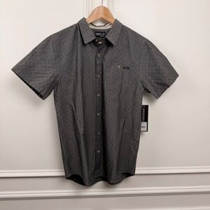 O'Neill Mens Boarderline Short Sleeve Button Up Shirt Gray Tailored Fit